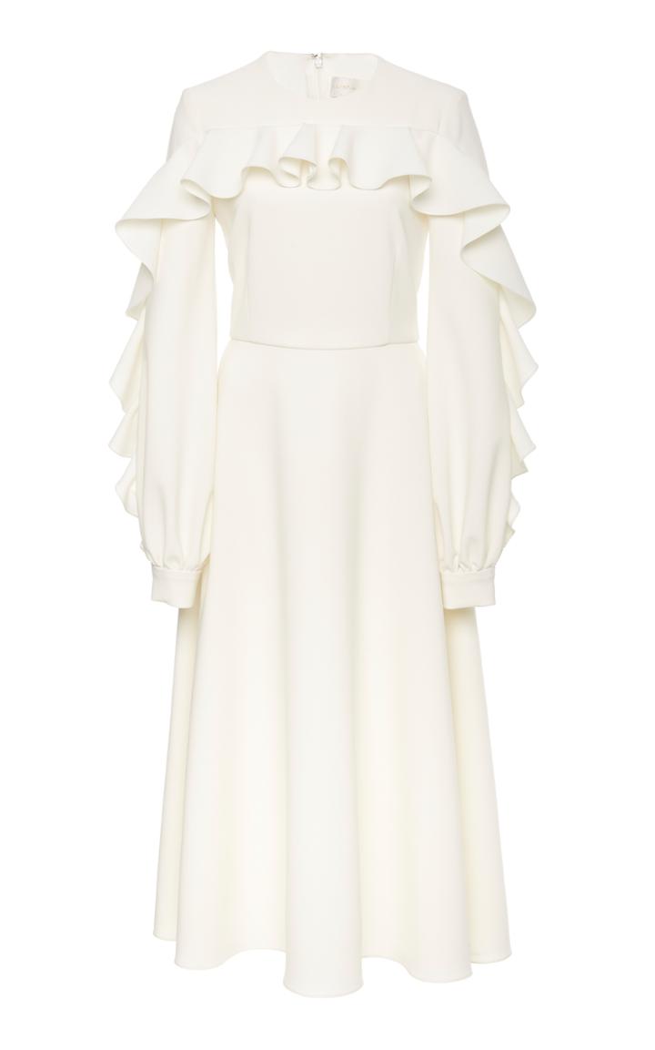 Christian Siriano Textured Crepe Flounce Dress