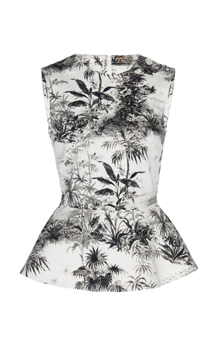 Moda Operandi Adam Lippes Printed Twill Peplum Top Size: 0