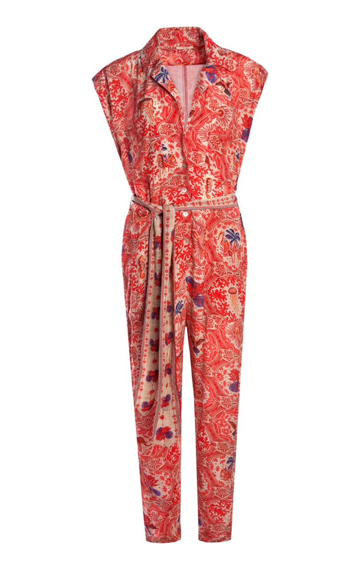 Moda Operandi Chufy Soe Printed Crepe De Chine Jumpsuit