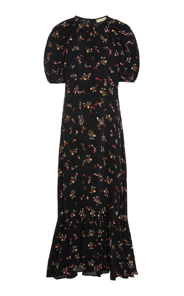 Bytimo Floral-print Crepe De Chine Midi Dress