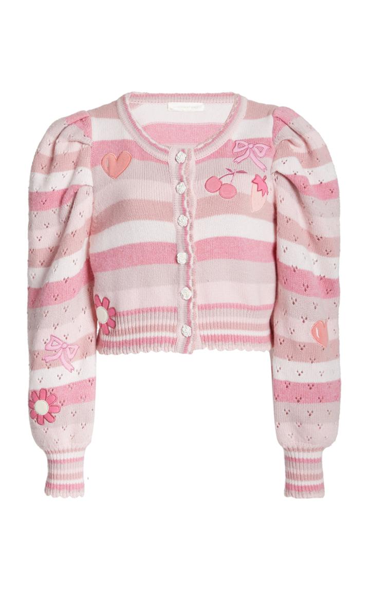 Moda Operandi Loveshackfancy Vesper Patchwork Knit Cardigan