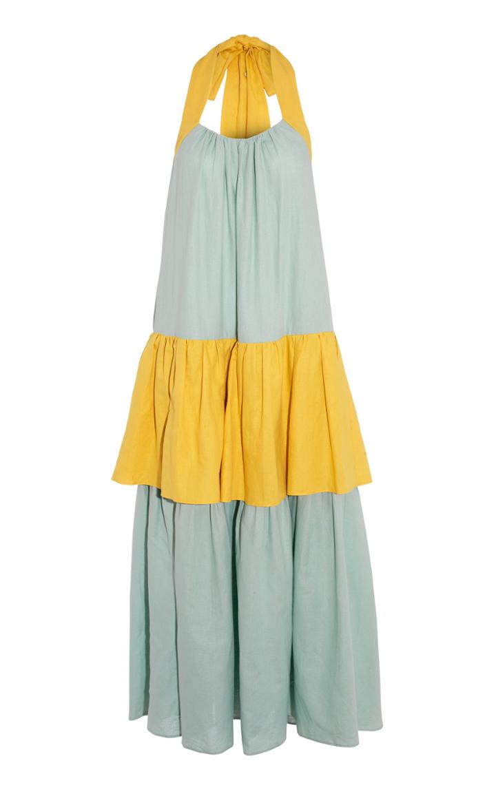 Moda Operandi Anna Mason Norma Linen Two Tone Dress Size: 8