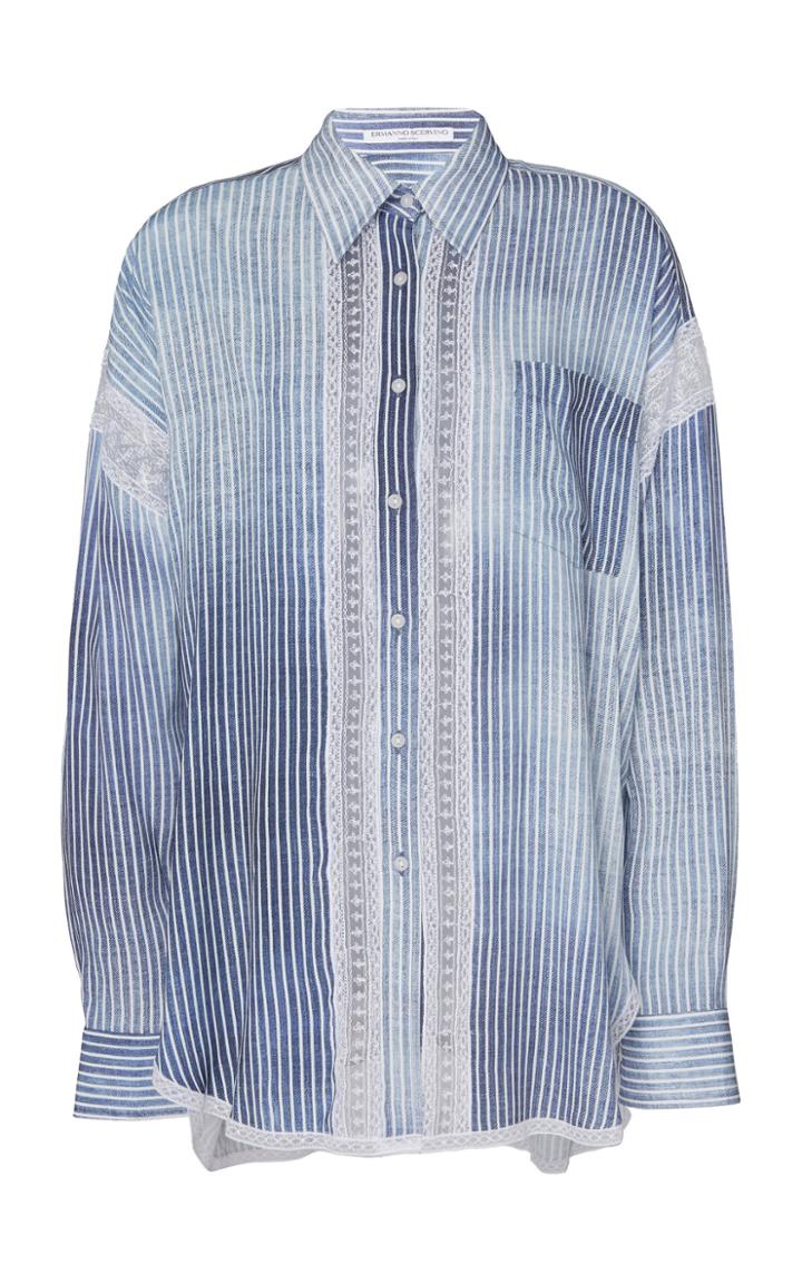 Ermanno Scervino Lace-paneled Denim Shirt