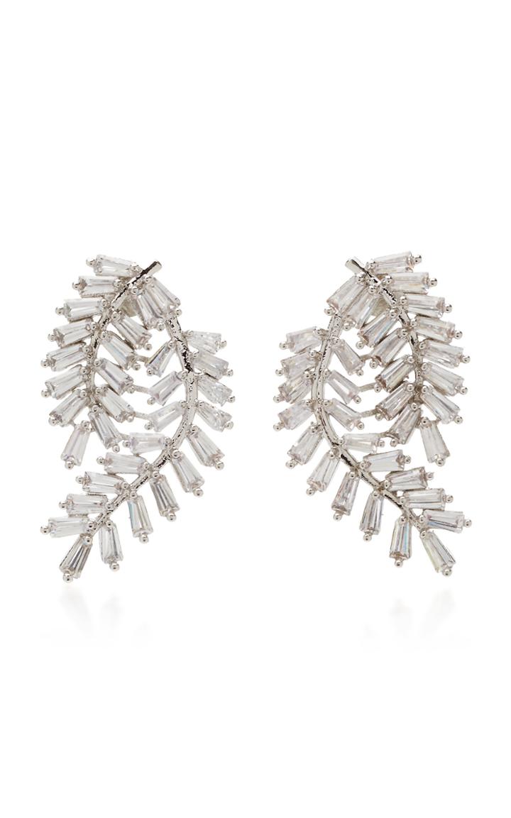 Fallon Fern Silver-tone Crystal Earrings