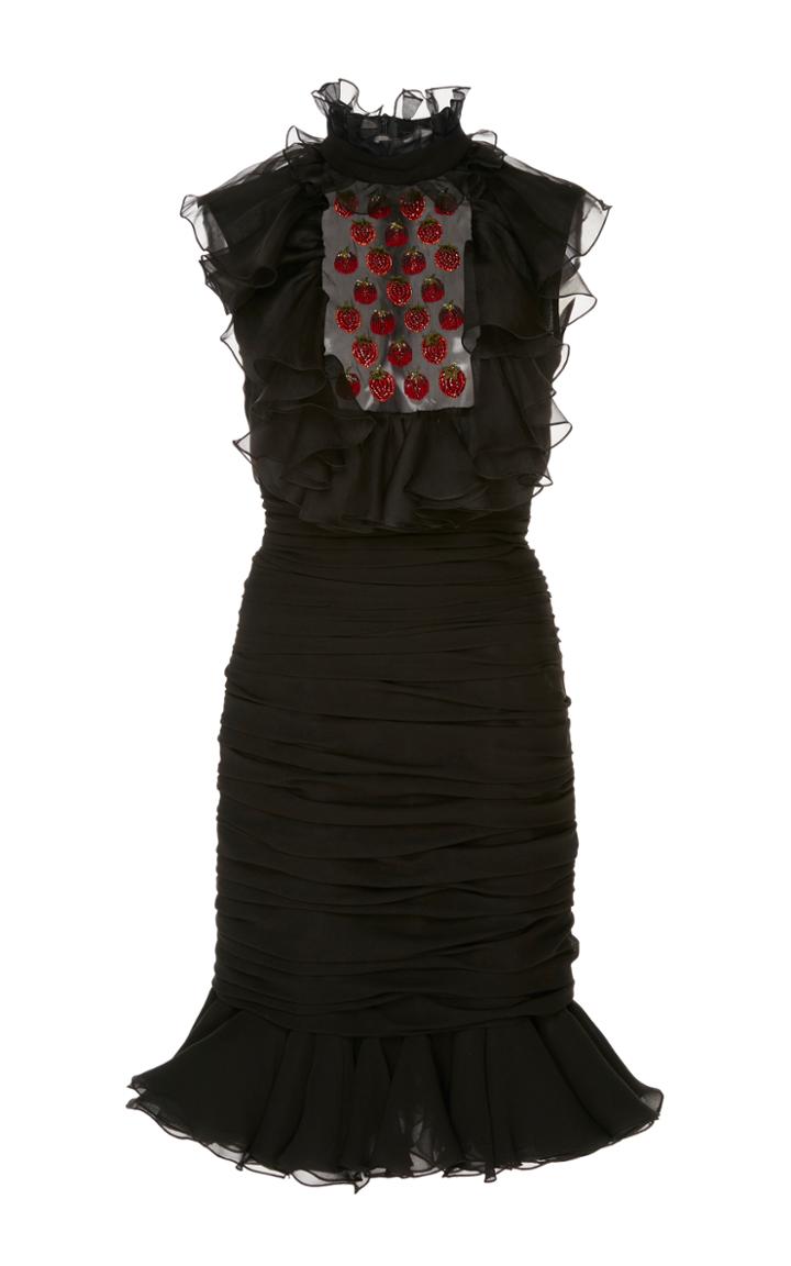 Giambattista Valli Sleeveless Strawberry Motif Dress
