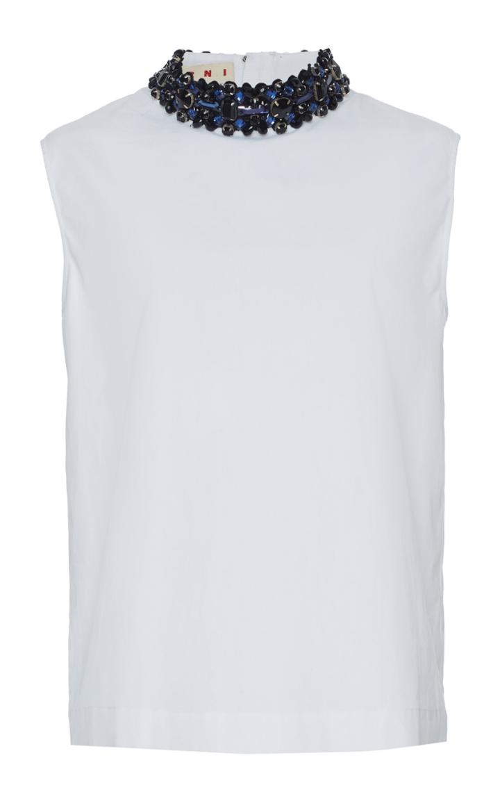 Marni Jewel Embellished Sleeveless Cotton Top