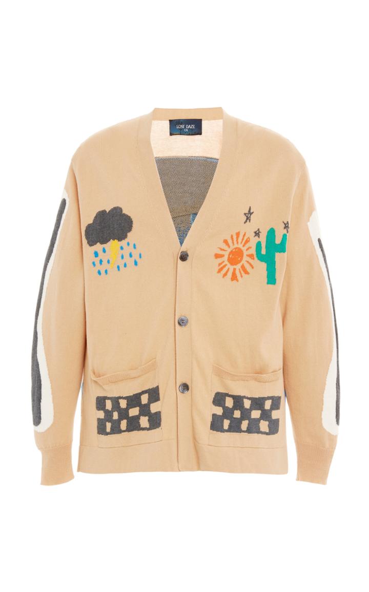 Lost Daze Desert Wings Intarsia-knit Cotton-blend Cardigan