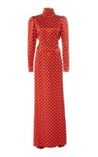 Alessandra Rich Long Sleeve Silk Polka Dot Gown