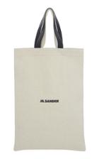 Jil Sander Large Cotton And Linen Flat Shopper Bag