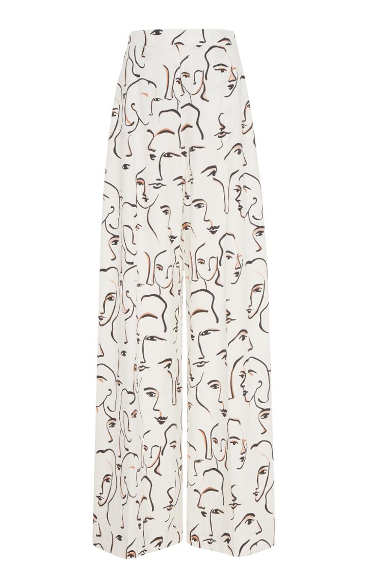 Christian Siriano Abstract Face Wide Leg Trousers