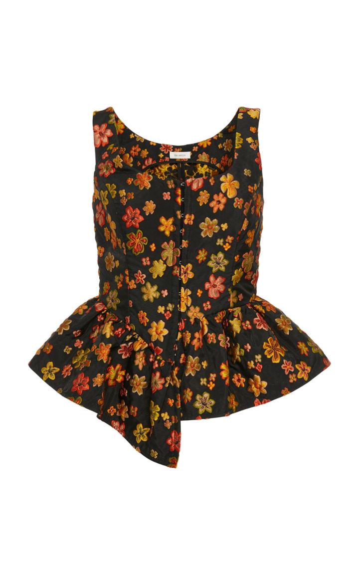 Isa Arfen Floral-jacquard Peplum Top