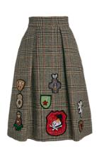 Moda Operandi Libertine Autumn Plaid Embellished Wool Midi Skirt