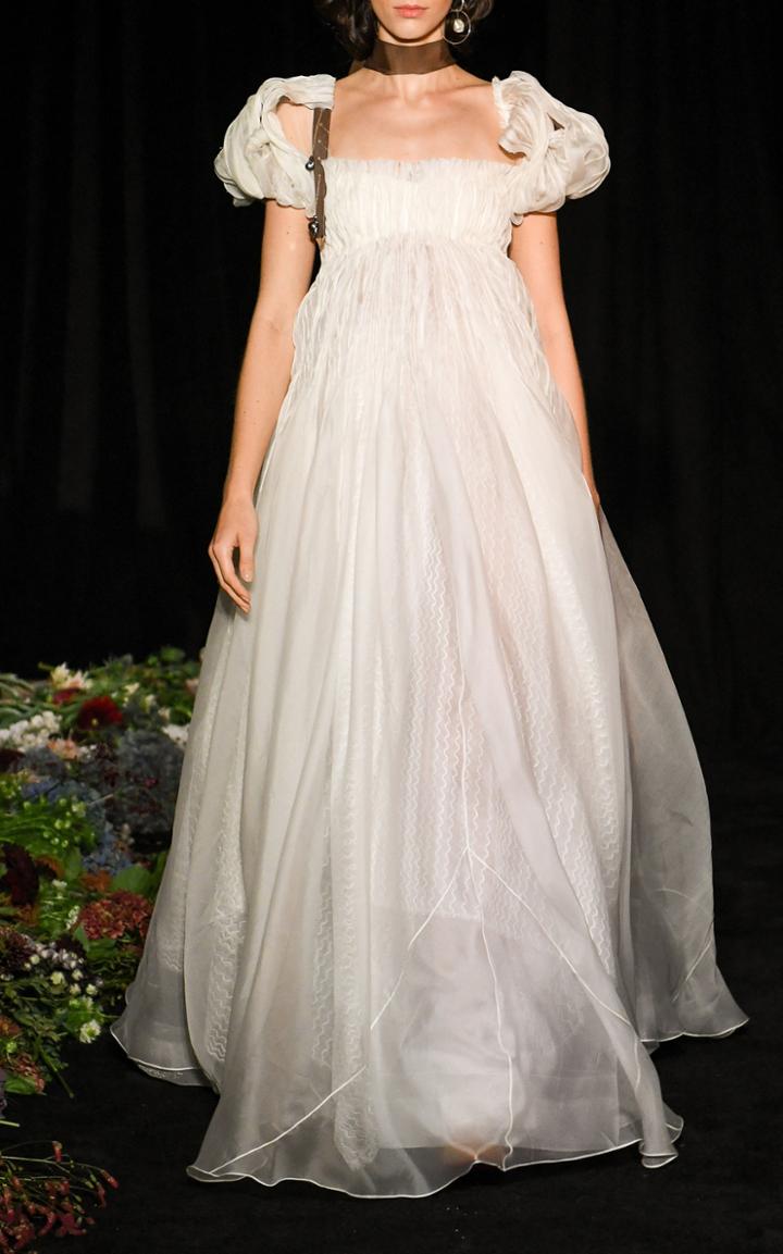Moda Operandi Danielle Frankel Rosalie Tucked Organza Empire Waist Gown Size: 0