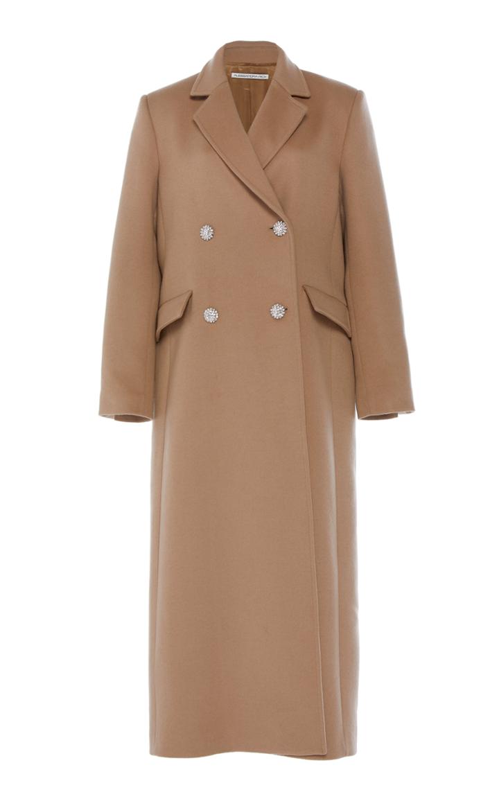 Alessandra Rich Double-breasted Crystal Button Wool-blend Coat