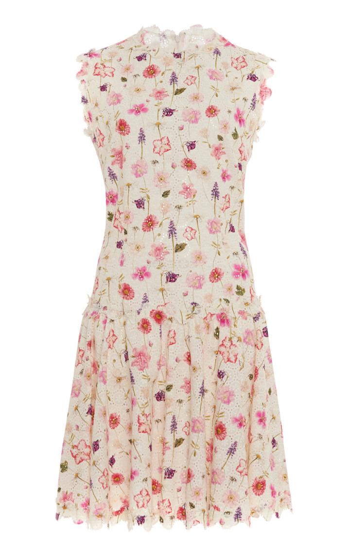 Moda Operandi Luisa Beccaria Floral Printed Lace Mini Dress Size: 36