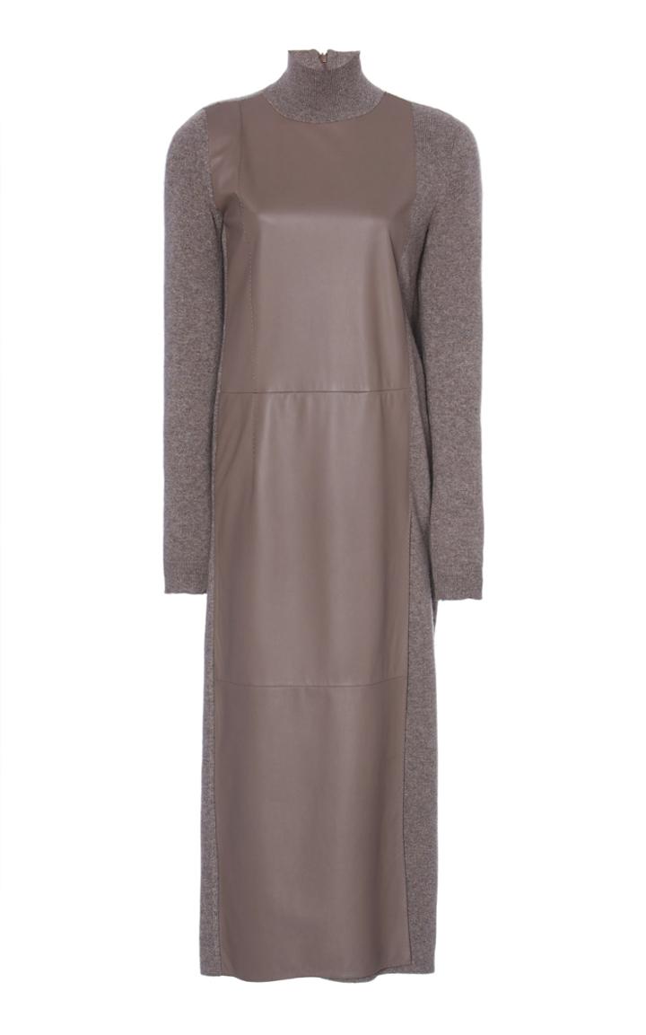 Moda Operandi Agnona Leather-paneled Knit Dress