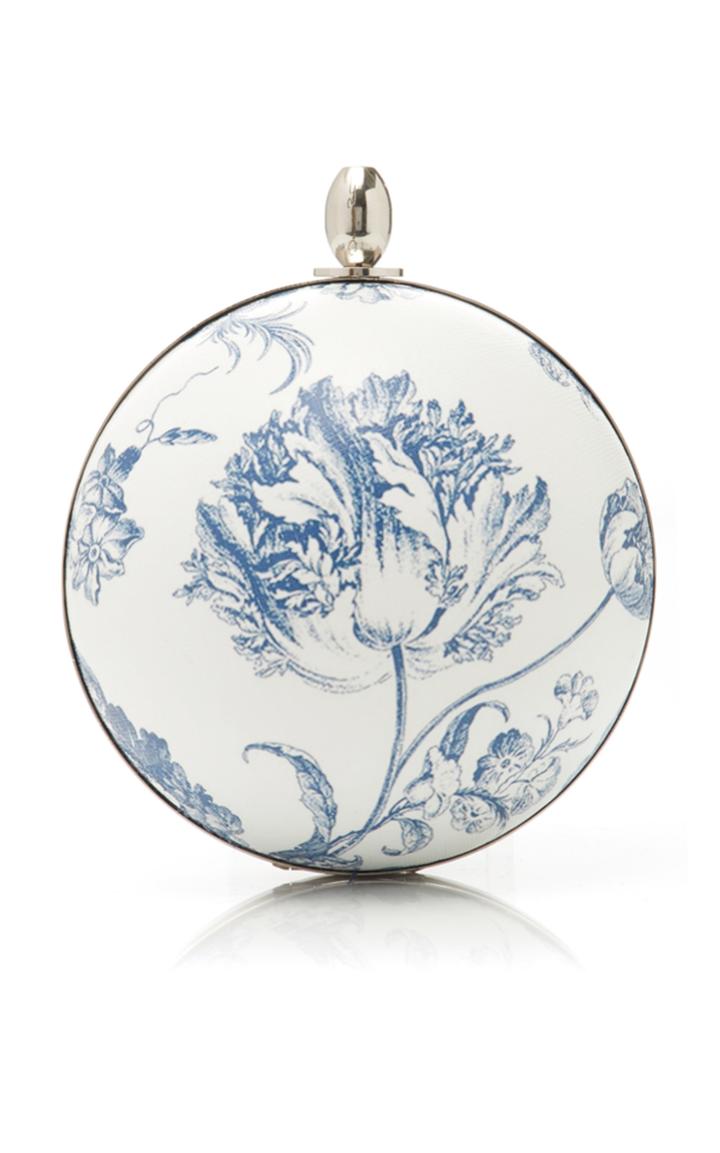 Oscar De La Renta Billiard Floral-print Leather Clutch