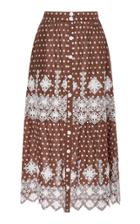 Miguelina Embroidered Polka-dot Cotton Skirt