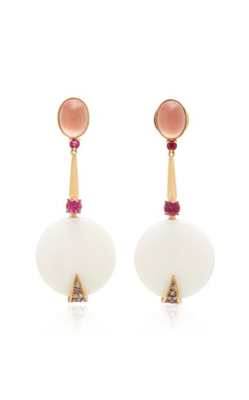 Dorion Soares 18k Gold Ruby Rubelite And Pink Quartz Drop Earrings