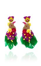 Ranjana Khan Toucanet Feathered Floral Gold-tone Drop Earrings