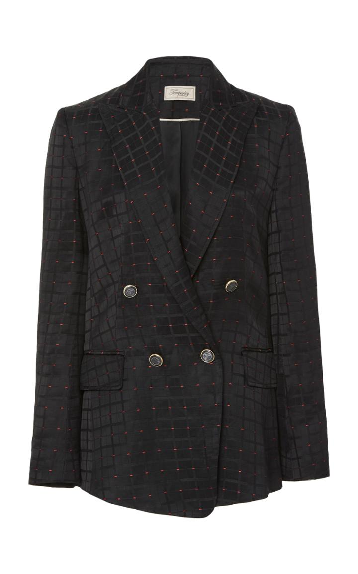 Temperley London Warrior Double Breasted Satin Blazer Jacket