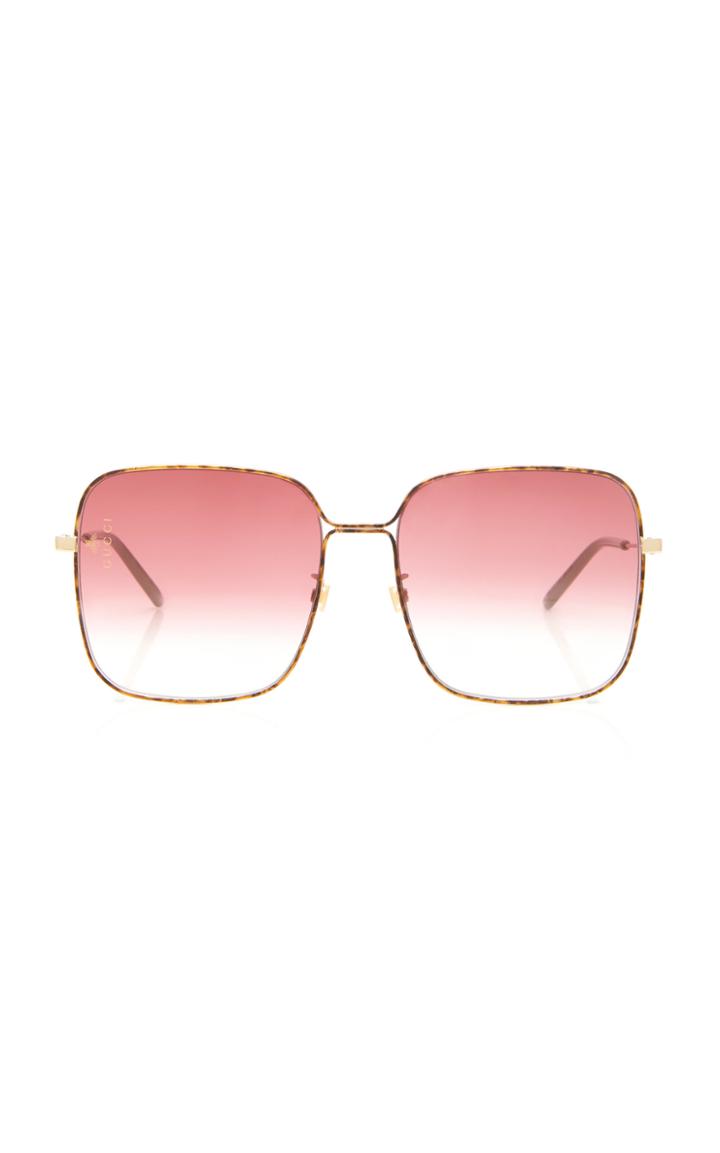Gucci Light Glasant Oversized Metal Square-frame Sunglasses