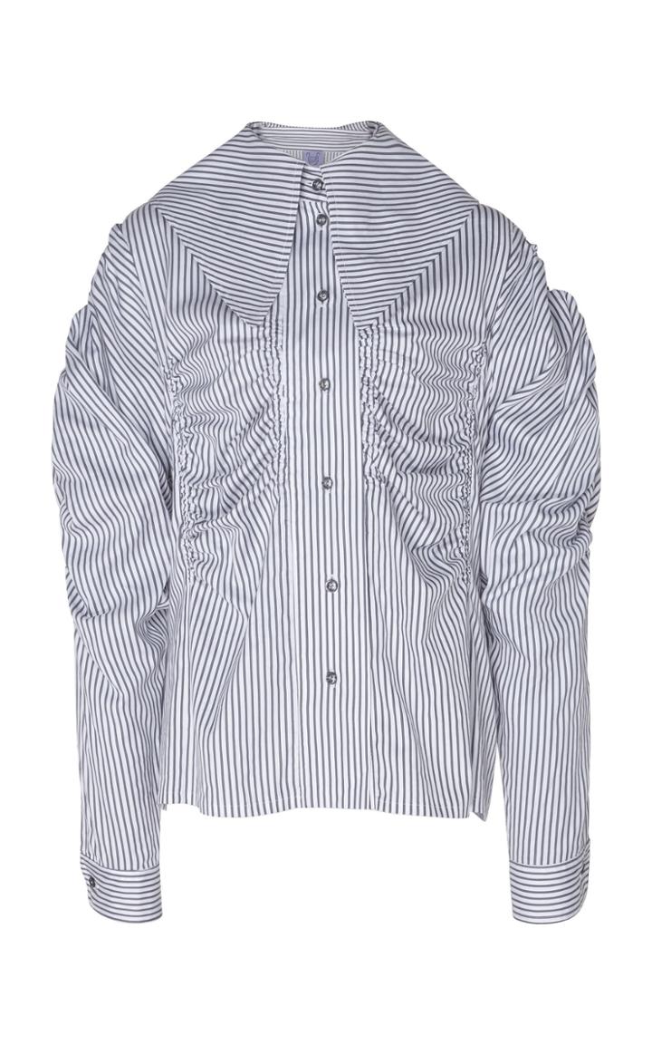 Thierry Colson Tiffany Ruched Cotton Silk Blend Blouse