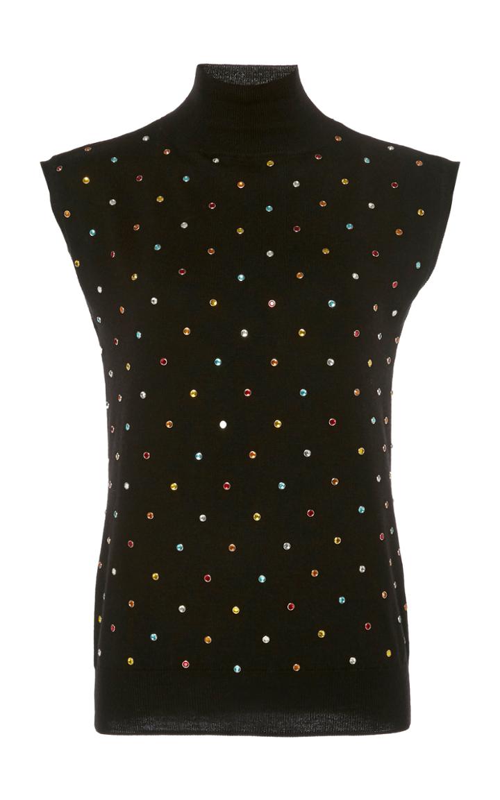 Moda Operandi Paco Rabanne Crystal-embellished Wool Ribbed-knit Top Size: S