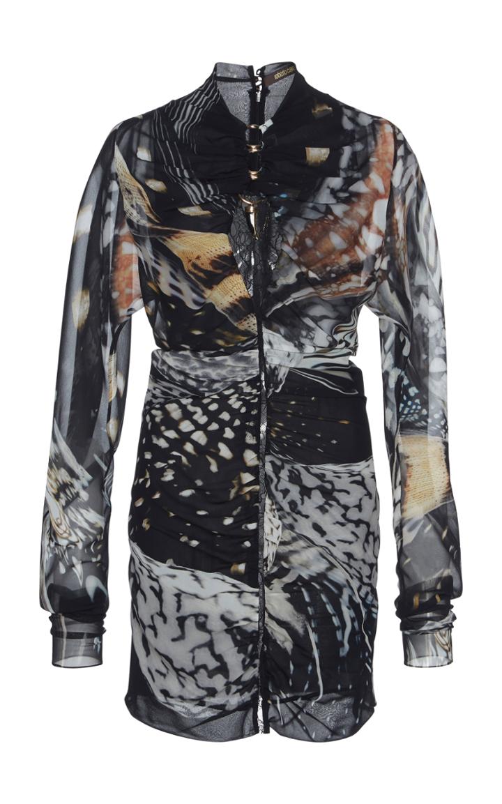 Roberto Cavalli Ruched Long Sleeve Dress