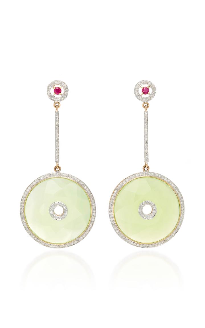 Hanut Singh One-of-a-kind Chalcedony Disc Earrings