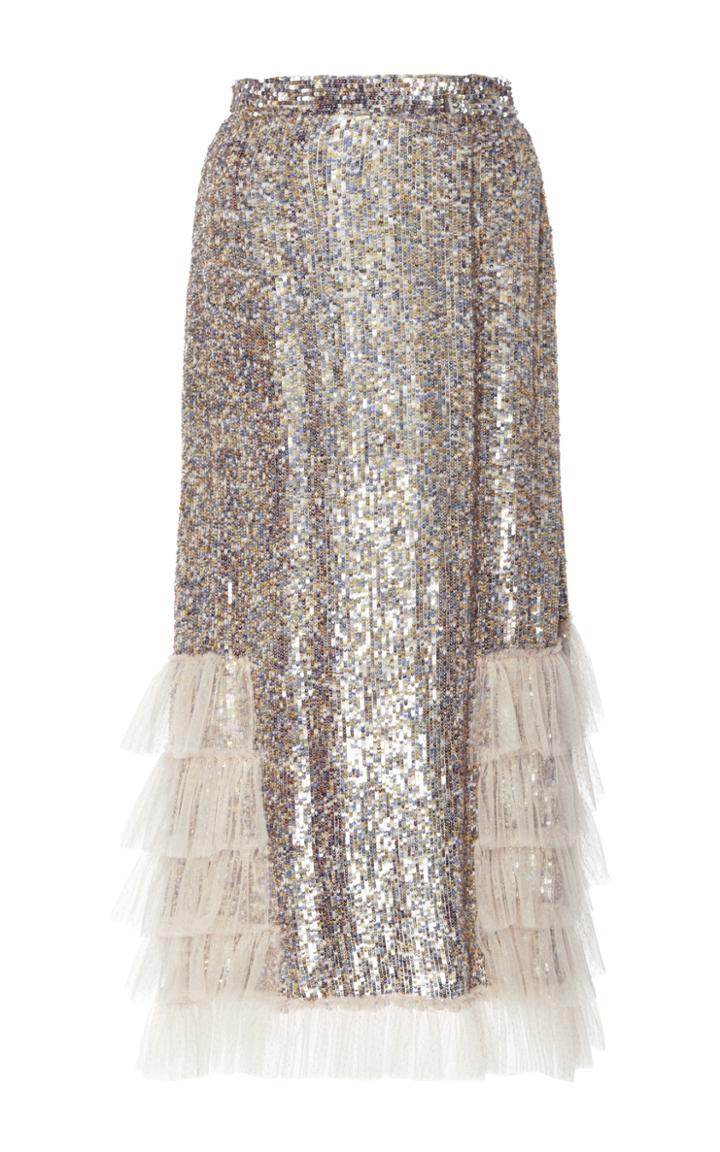 Rodarte Sequin Embellished Ruffled Skirt