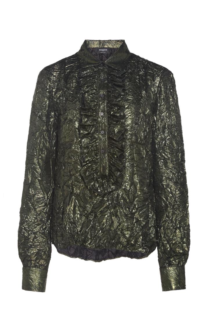 Moda Operandi Rochas Ruffled Silk-cloqu Top Size: 40