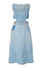 Current/elliott Braided Nightfall Cutout Denim Midi Dress