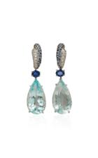 Gioia 18k White Gold, Aquamarine And Sapphire Earrings