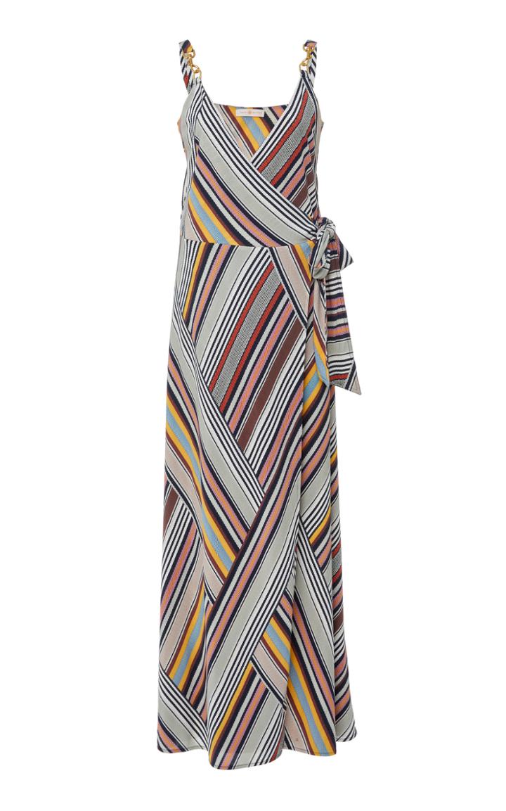Tory Burch Striped Jersey Wrap Dress