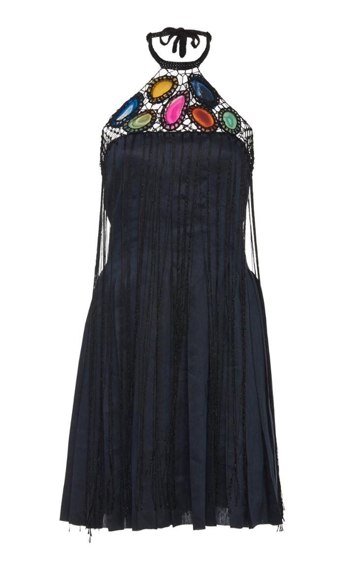 Moda Operandi Gabriela Hearst Gaia Pleated Agate-embellished Top Size: 38