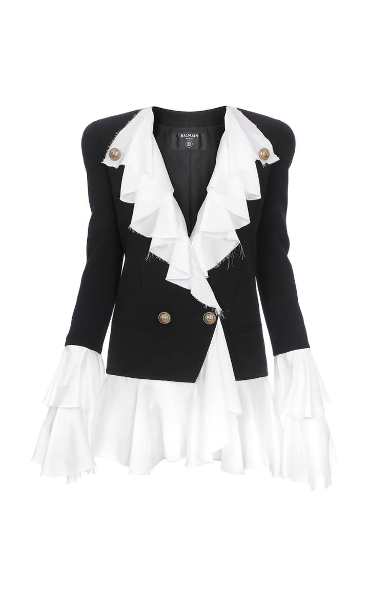 Balmain Ruffled Crepe Blazer