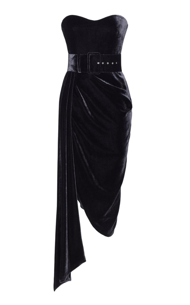 Rasario Silk-blend Velvet Corset Midi Dress