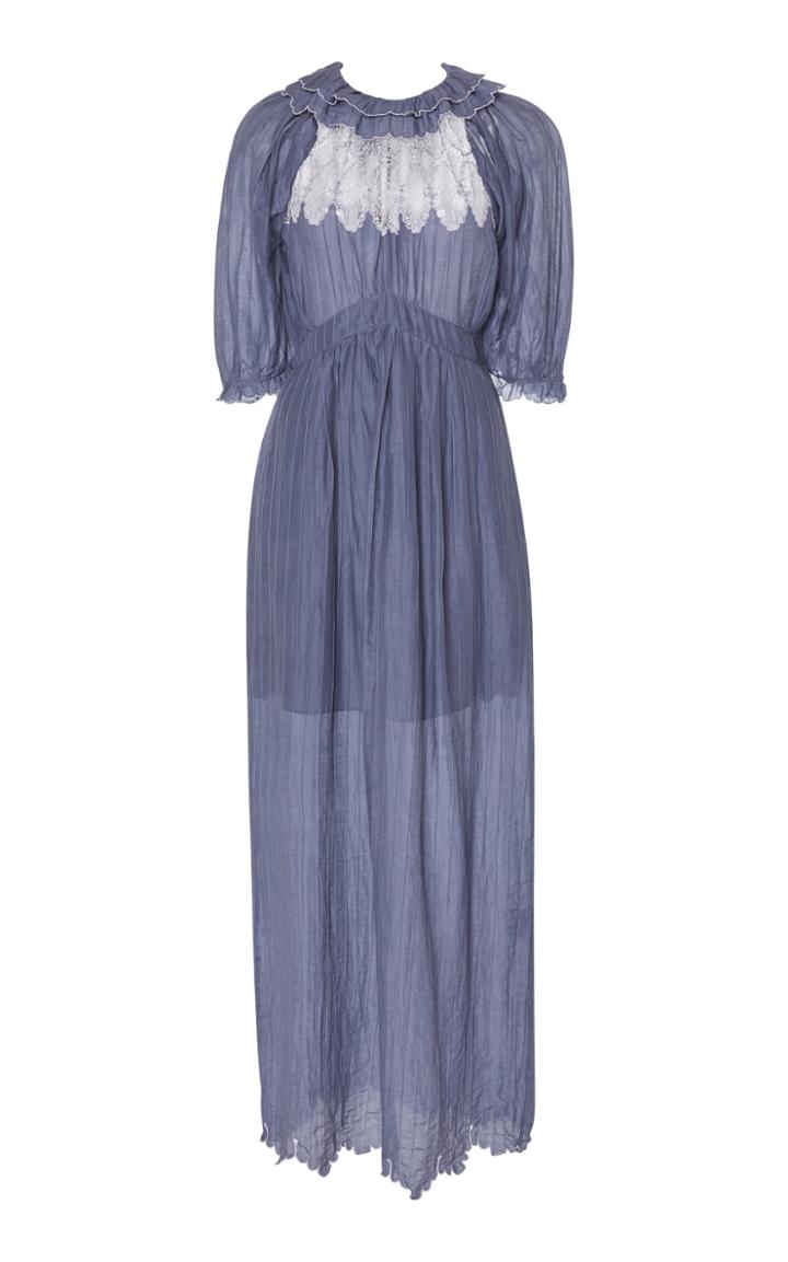 Thierry Colson Daria Scalloped Cotton Blend Maxi Dress