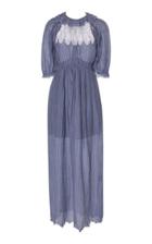 Thierry Colson Daria Scalloped Cotton Blend Maxi Dress