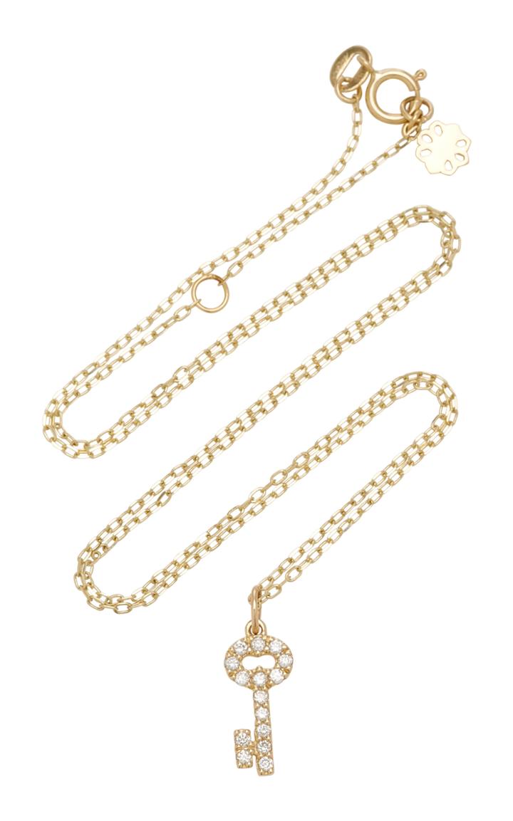 Noush Jewelry Secret Key 14k Gold And Diamond Necklace
