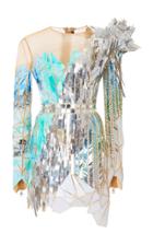 Balmain Embroidered Mesh Yoke Dress