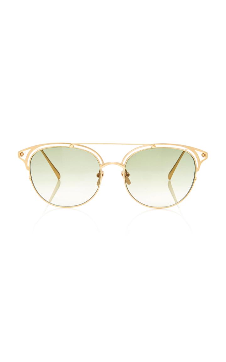 Linda Farrow Jade And Yellow Gold Tone Sunglasses