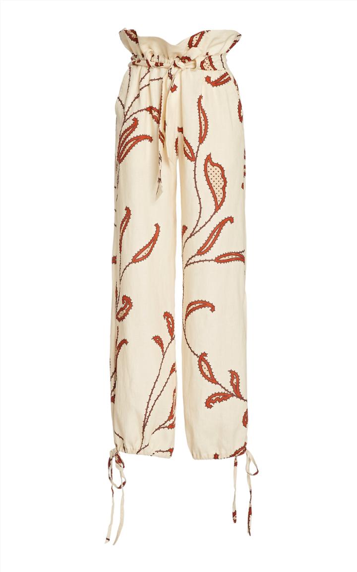 Johanna Ortiz Ecru Destiny Of Joy High-rise Linen Pants