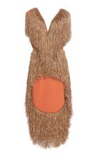 Sandra Mansour Fte Au Safari Fringe Crepe Dress