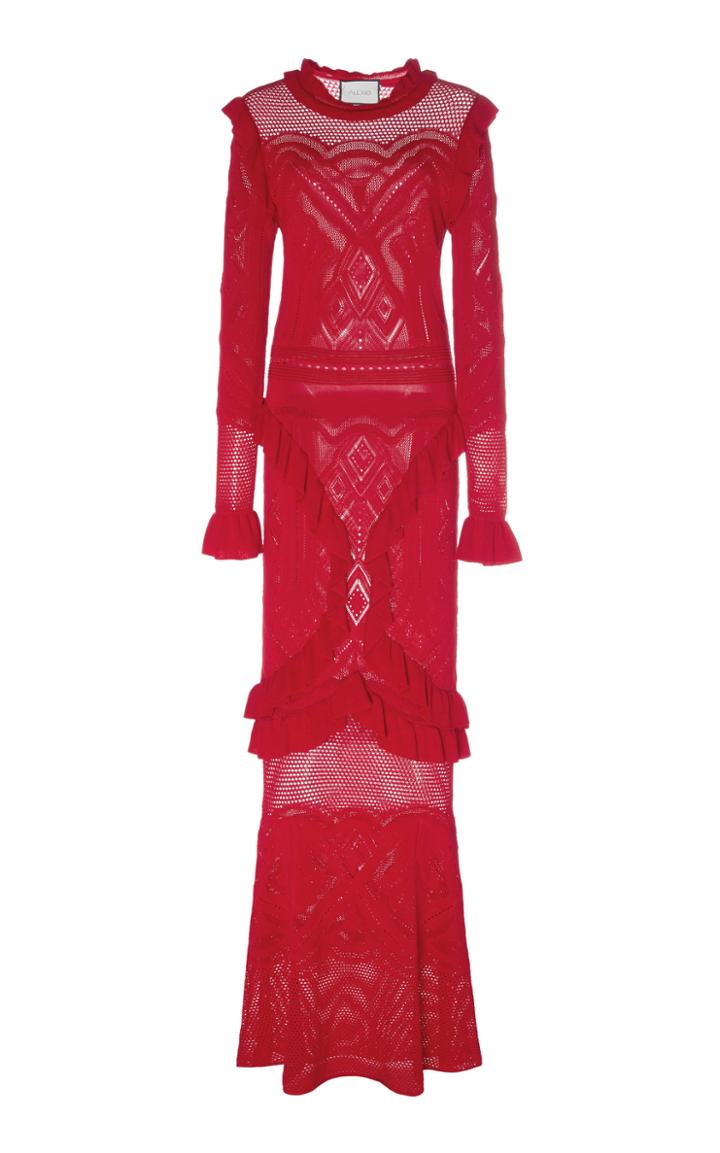 Alexis Ceecee Tiered Pointelle-knit Gown Size: S