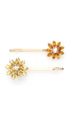 Moda Operandi Rosantica Crystal-embellished Hair Pin Set Of 2