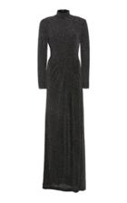 Jonathan Simkhai Glitter Jersey Long Sleeve Draped Front Gown