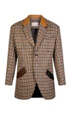Moda Operandi Joshua Millard Ginkgo Leather-trimmed Plaid Wool Blazer