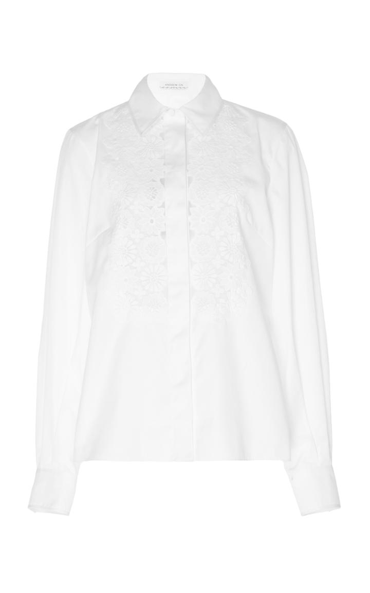 Andrew Gn Floral Applique Long Sleeve Shirt
